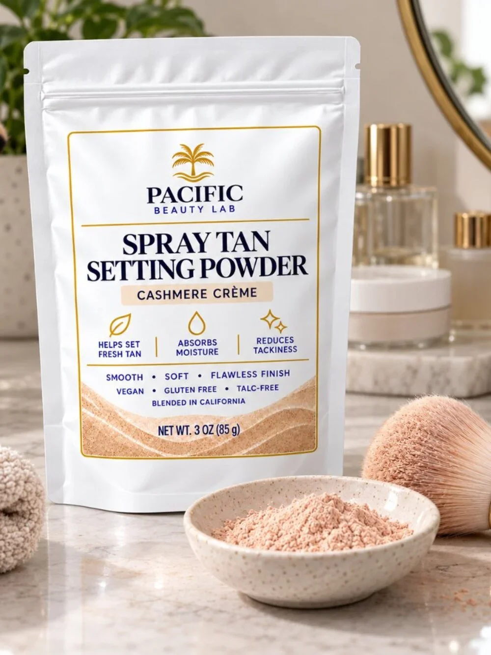 Pacific Beauty Lab Spray Tan Setting Powder Cashmere Crème Scent 3 oz Talc-Free